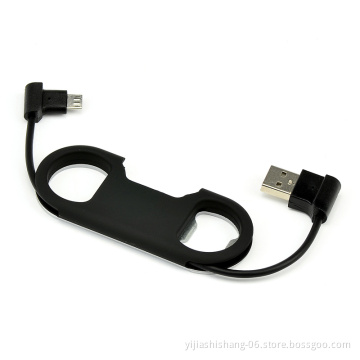 Yijiashishang Portable Metal with laser gray logo USB Data Charge Cable + Bottle Opener Keychain For iPhone and android phone